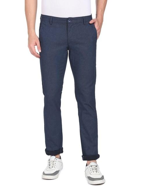 arrow sport mid blue slim fit texture chinos