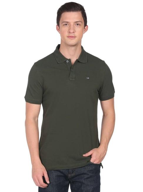 arrow sport olive cotton regular fit polo t-shirt