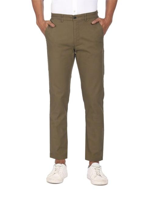 arrow sport olive cotton skinny trousers