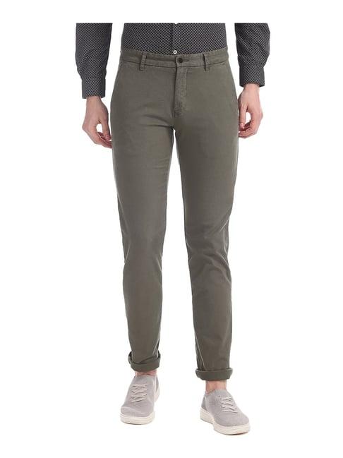 arrow sport olive slim fit trousers