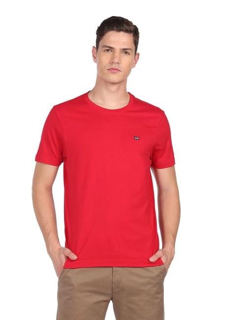 arrow sport red cotton regular fit t-shirt