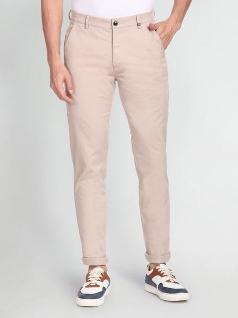 arrow sport sky pink cotton skinny fit chinos