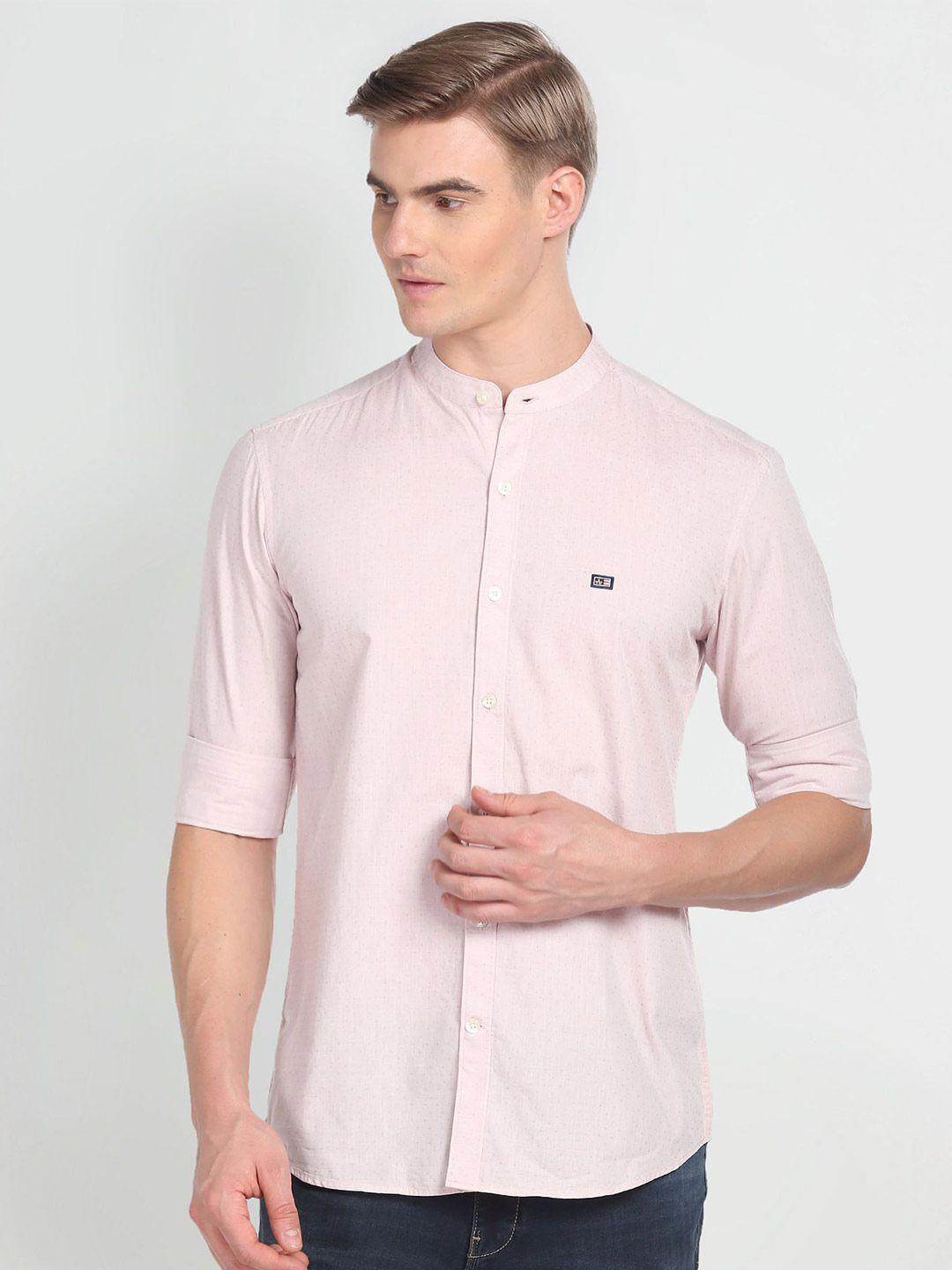 arrow sport slim fit band collar casual pure cotton shirt
