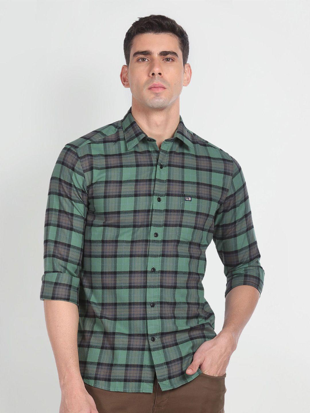 arrow sport slim fit checked pure cotton casual shirt