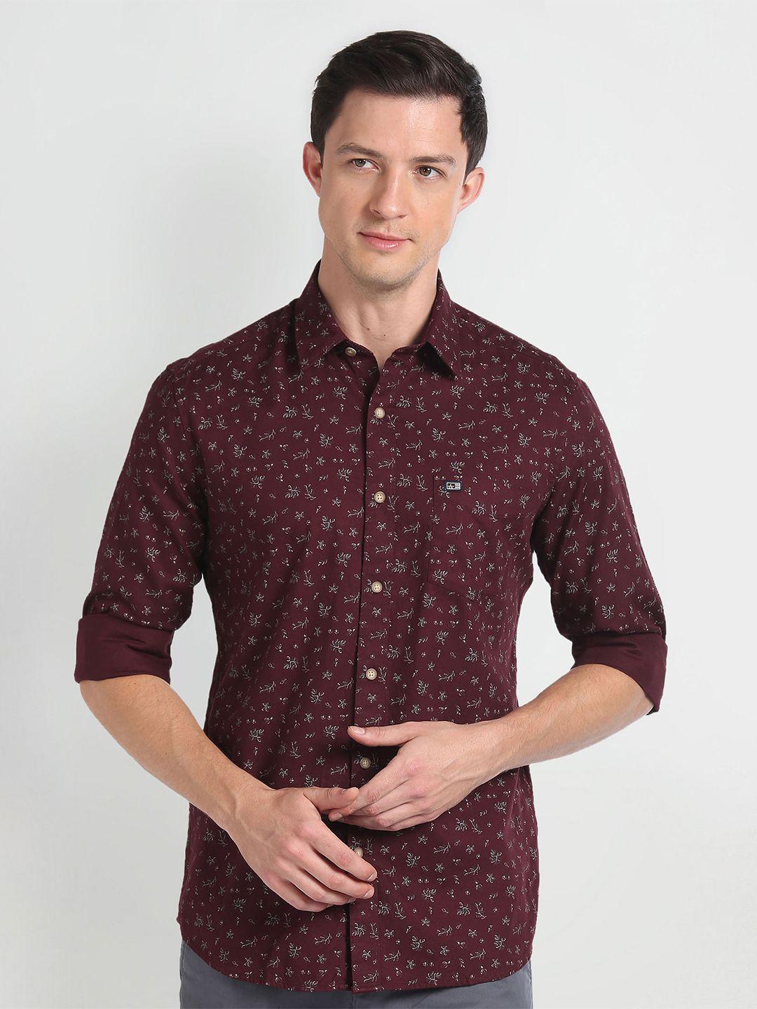 arrow sport slim fit floral printed pure cotton casual shirt