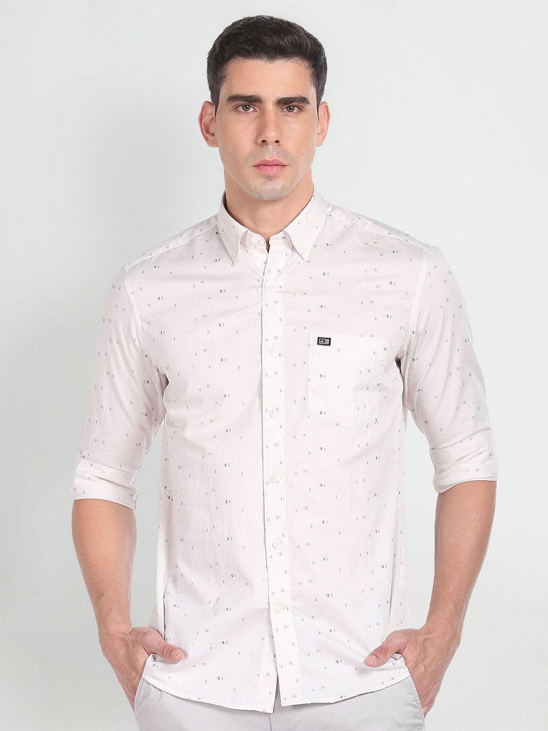 arrow sport slim fit opaque geometric printed pure cotton casual shirt
