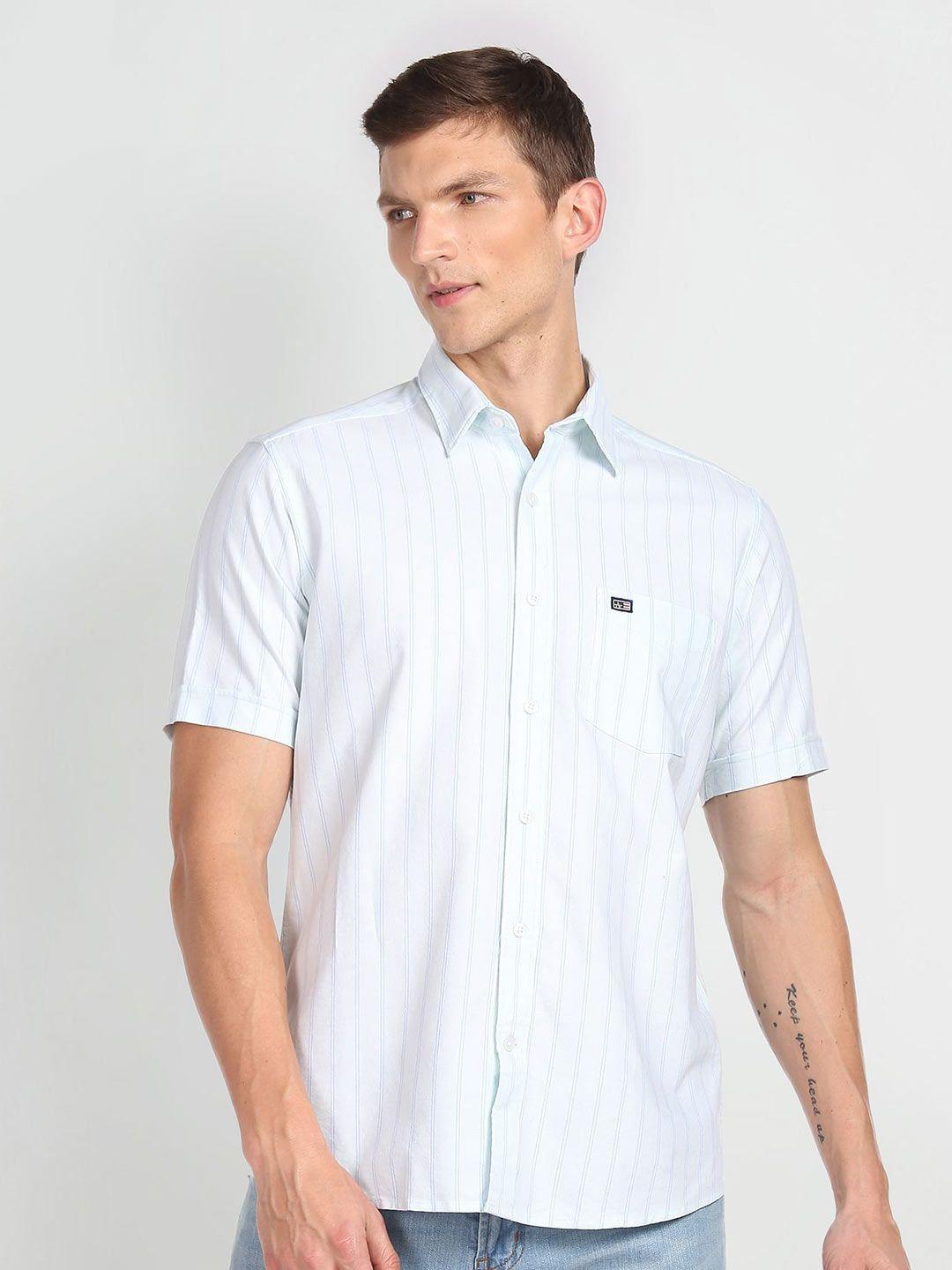 arrow sport slim fit opaque striped pure cotton casual shirt