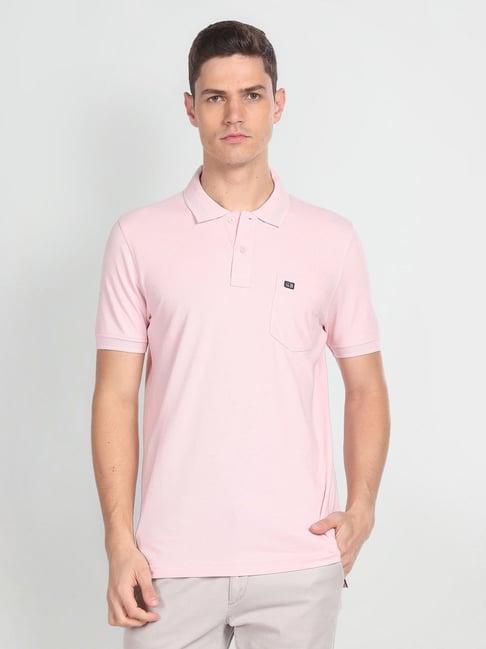 arrow sport soft pink cotton regular fit polo t-shirt