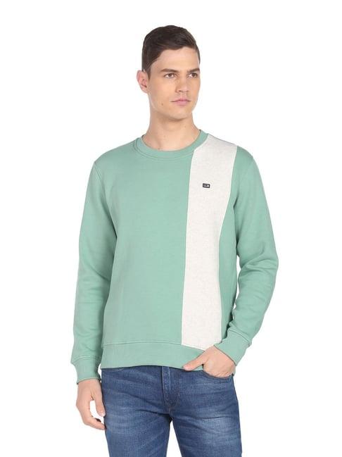 arrow sport teal cotton regular fit sweatshirt