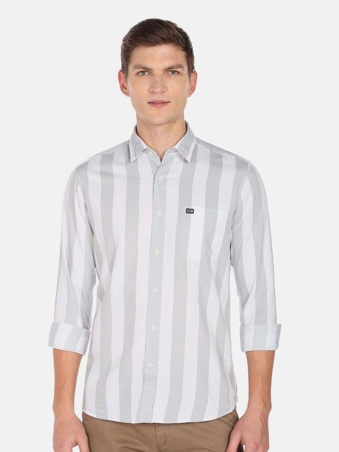 arrow sport vertical striped pure cotton casual shirt