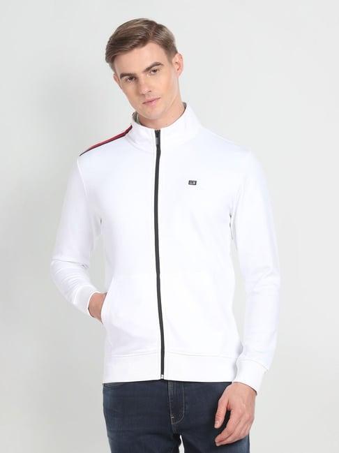 arrow sport white cotton regular fit sweatshirt