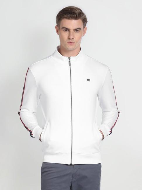 arrow sport white cotton regular fit sweatshirt