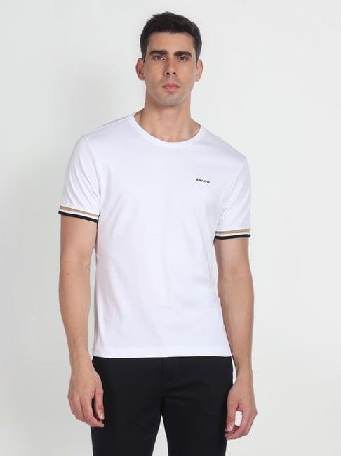 arrow sport white cotton regular fit t-shirt