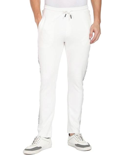 arrow sport white cotton regular fit trackpants