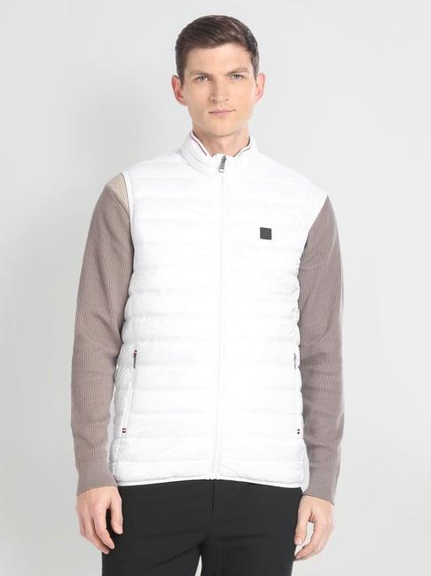 arrow sport white regular fit quilted jacket