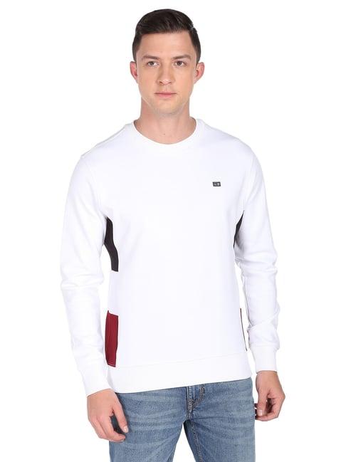 arrow sport white regular fit sweatshirt