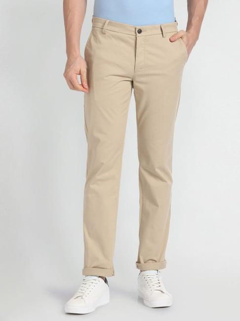 arrow sports khaki cotton regular fit chinos