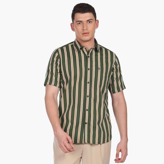 arrow sports men half sleeves striped shirt