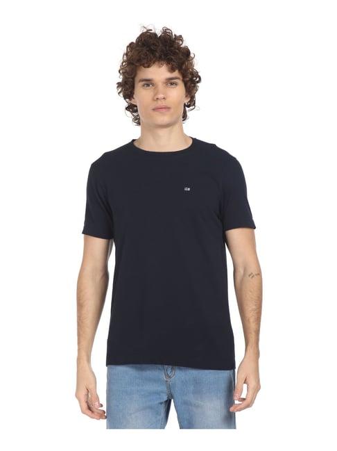 arrow sports navy cotton regular fit t-shirt