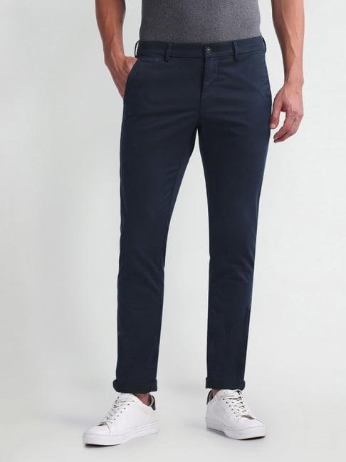 arrow sports navy slim fit chinos