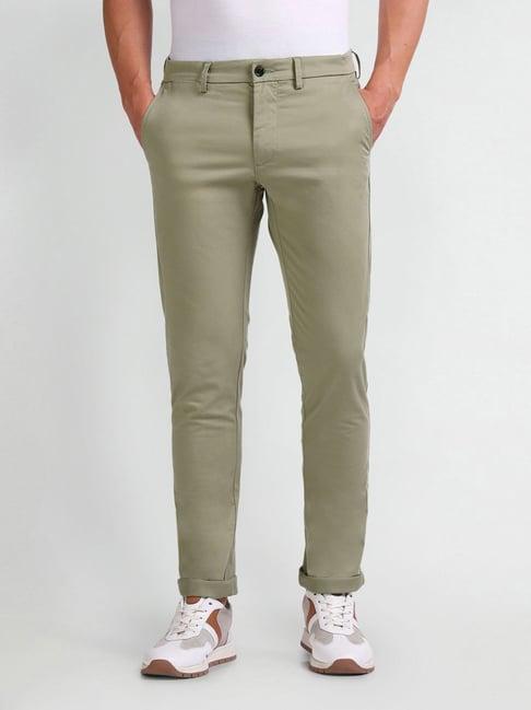 arrow sports olive slim fit chinos