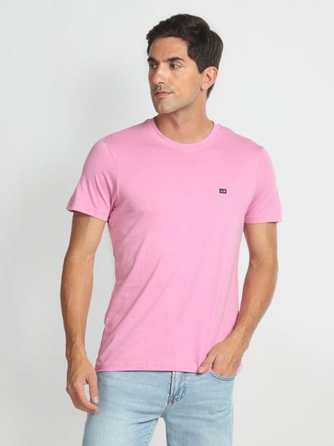 arrow sports pink cotton regular fit t-shirt