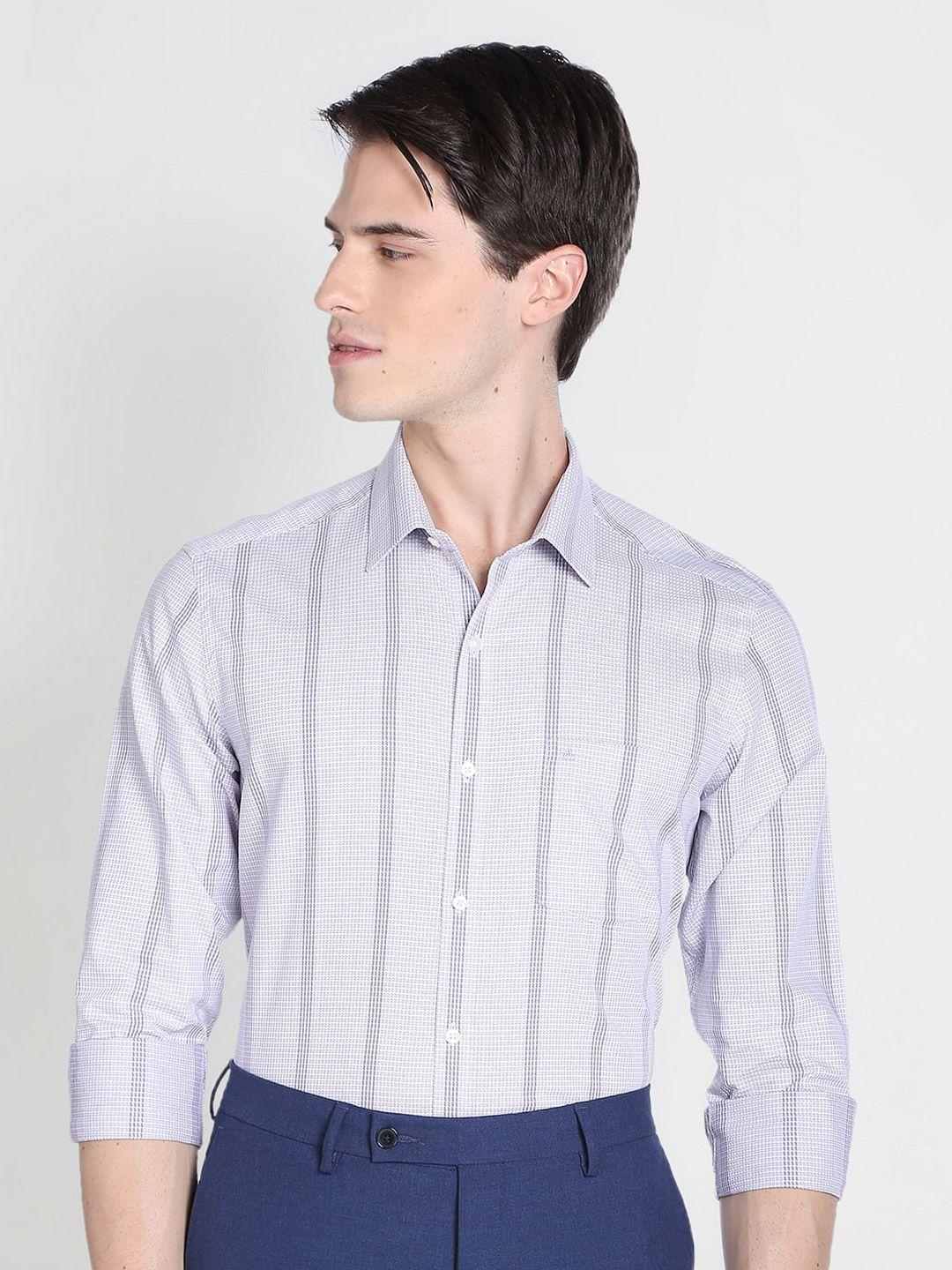 arrow striped pure cotton slim fit formal shirt