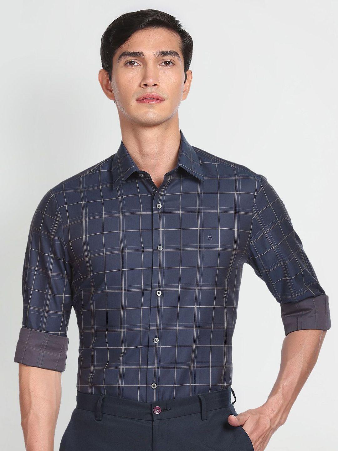 arrow tartan checked twill weave pure cotton formal shirt