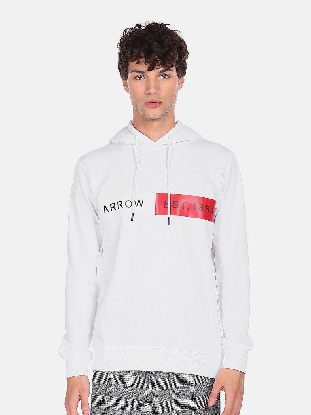 arrow typography printed hooded sweatshirt