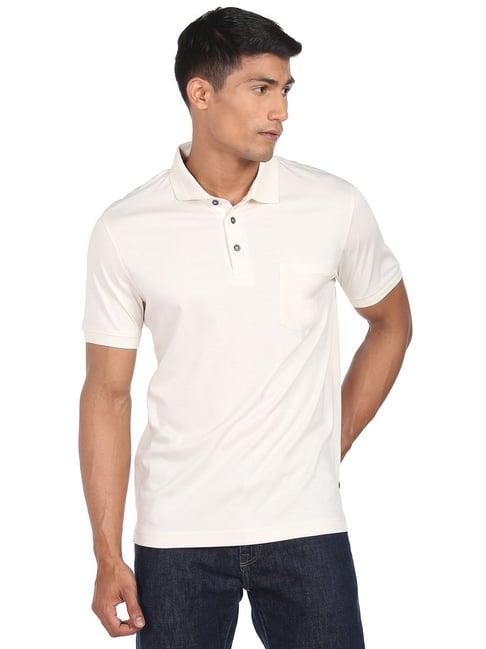 arrow white cotton regular fit polo t-shirt