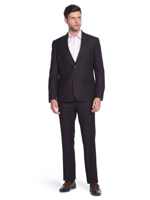 arrow wine regular fit self pattern two piece suit