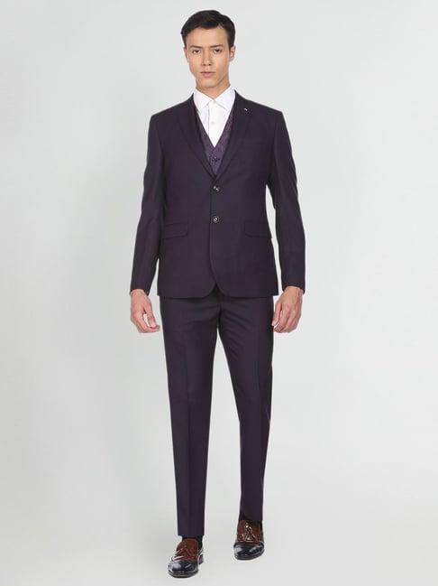 arrow wine regular fit three piece suit