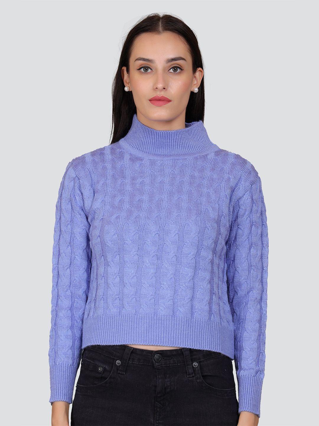 arshiya cable knit mock collar long sleeve acrylic crop pullover sweater