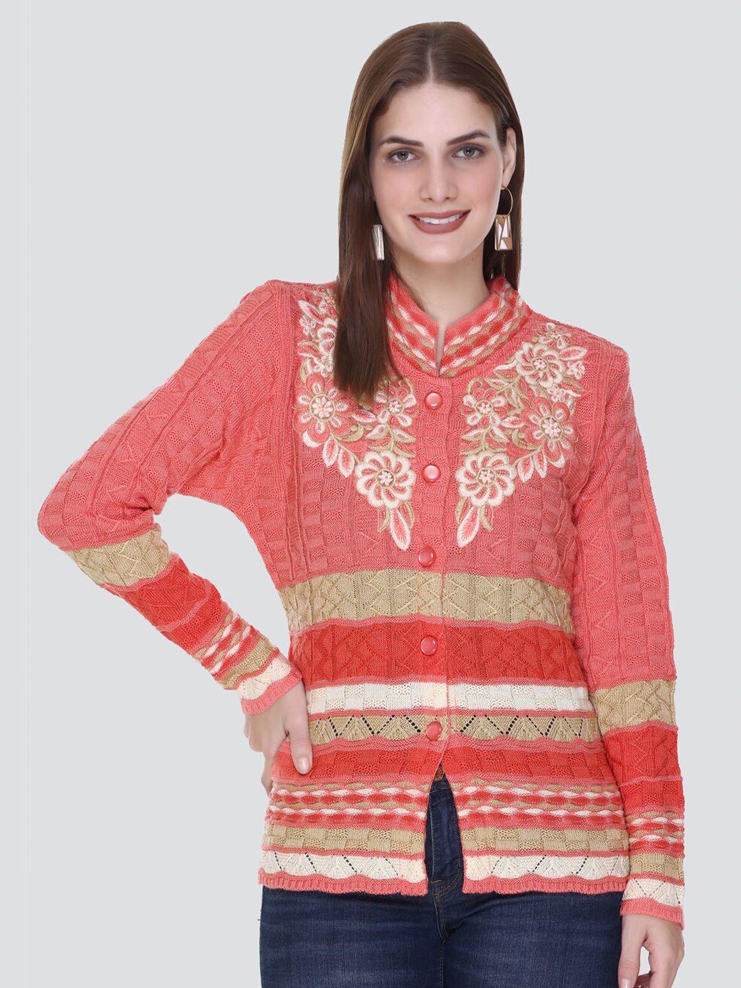 arshiya women floral printed woolen cardigan