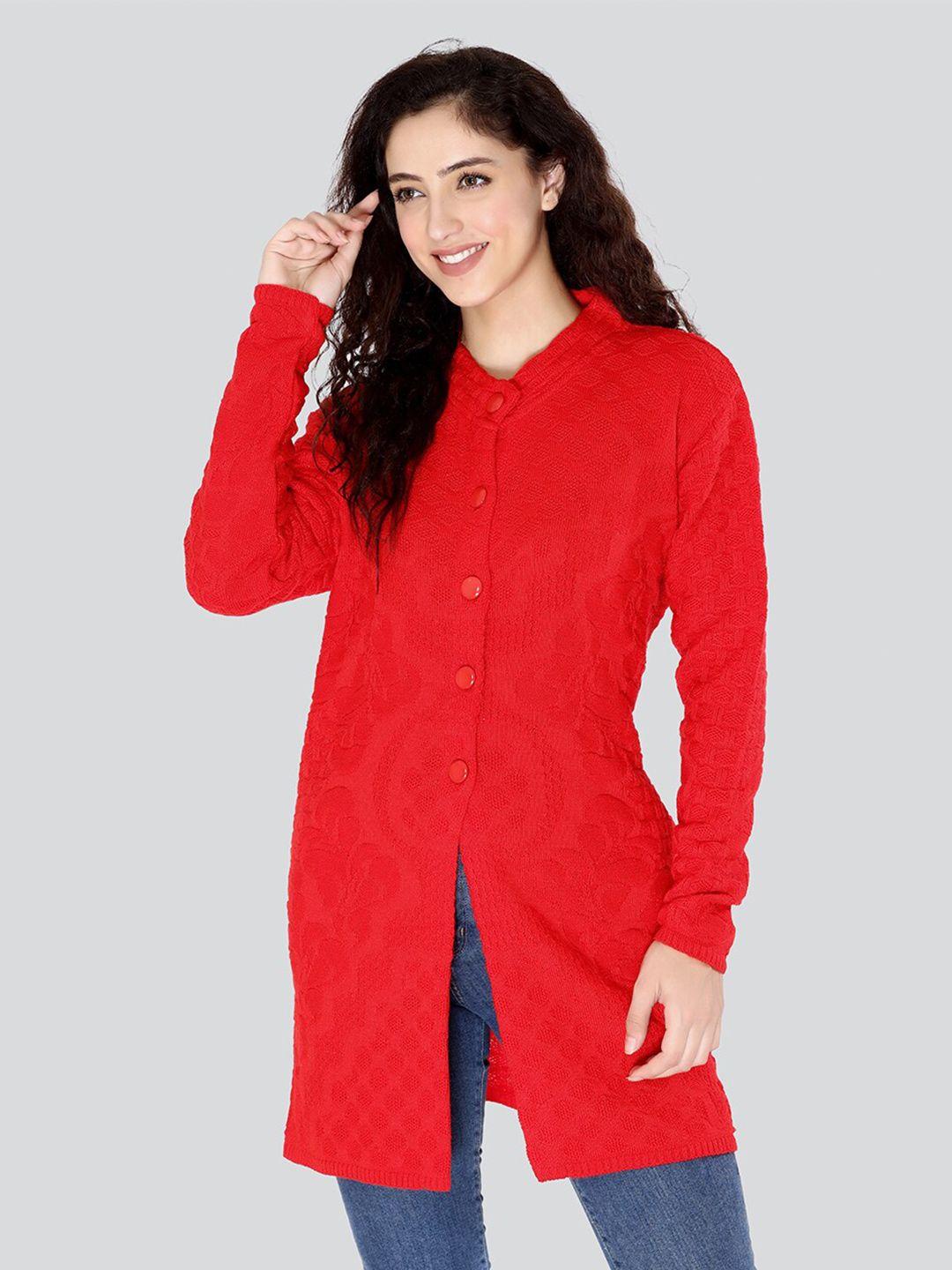 arshiya women red longline cardigan