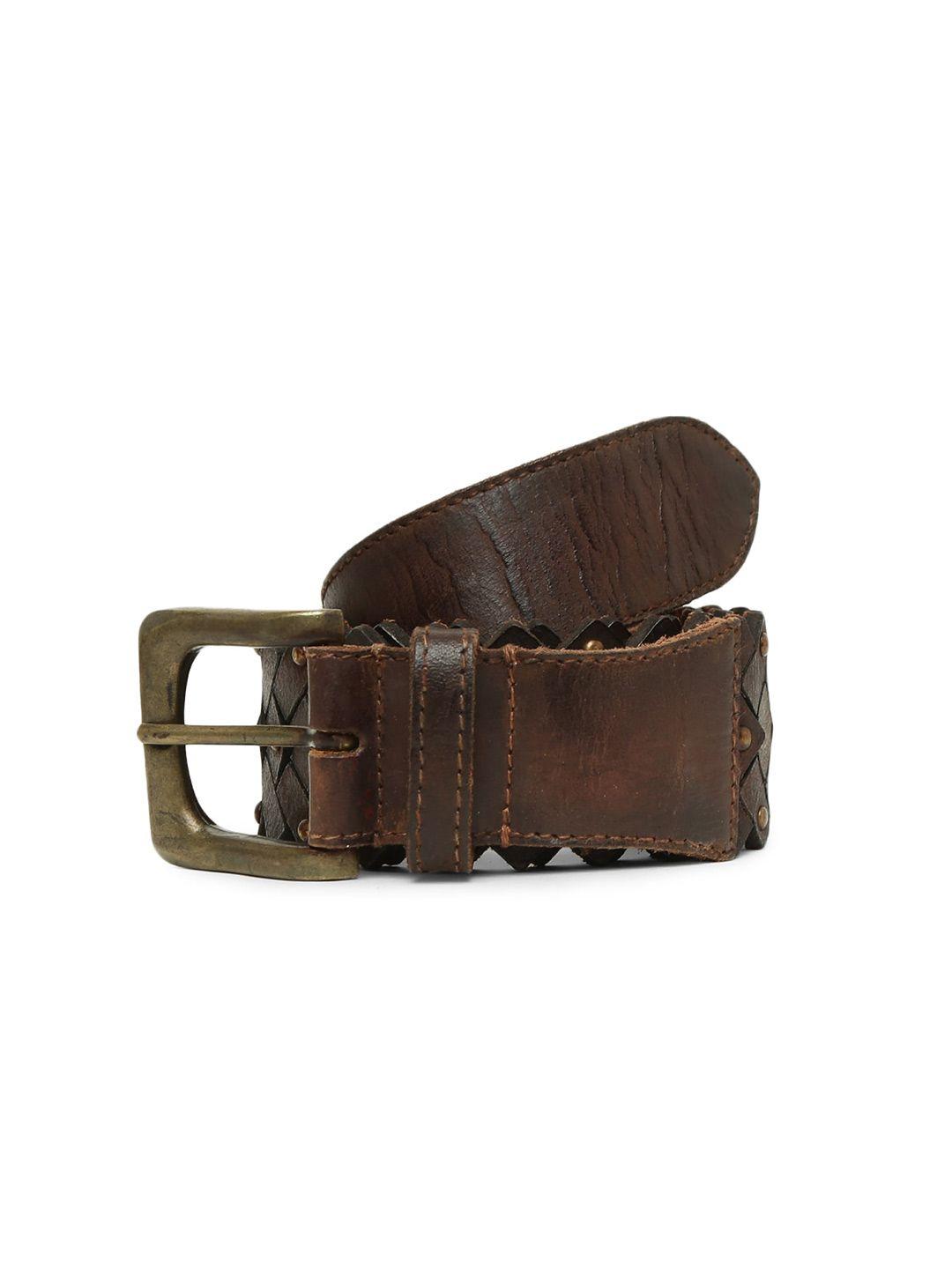 art n vintage men textured leather belt