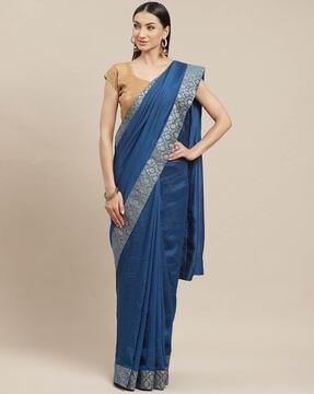 art silk saree with patch border