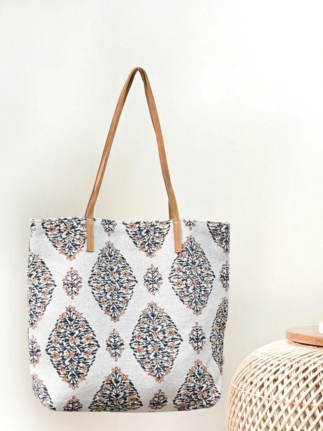 art avenue multicoloured ethnic motifs oversized shopper tote bag with cut work