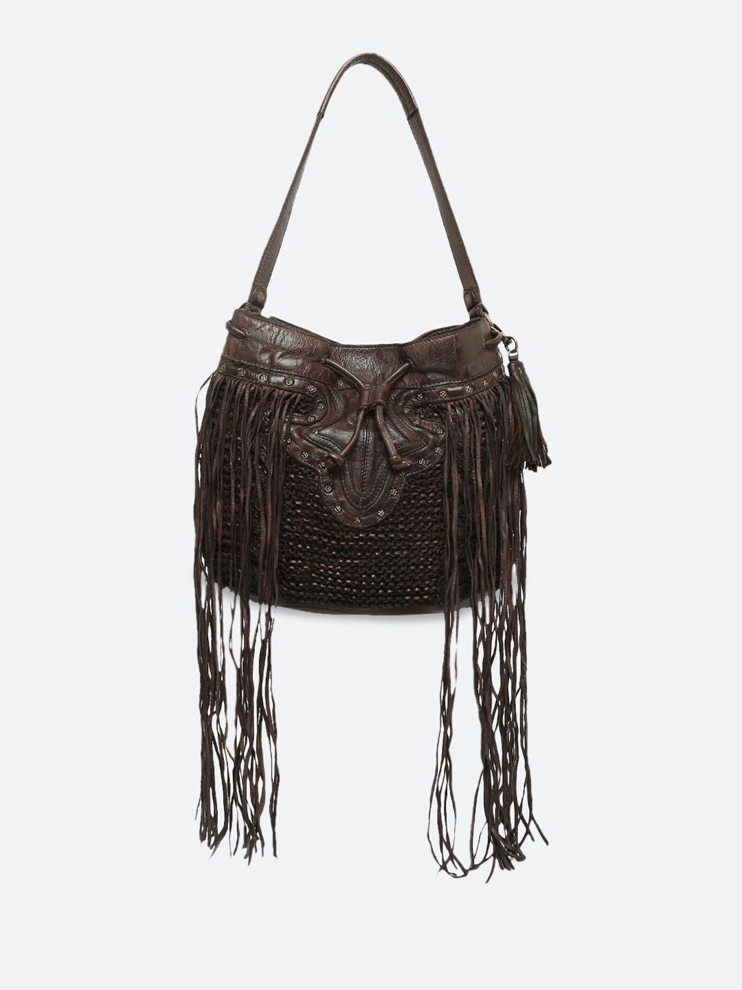 art n vintage leather structured hobo bag