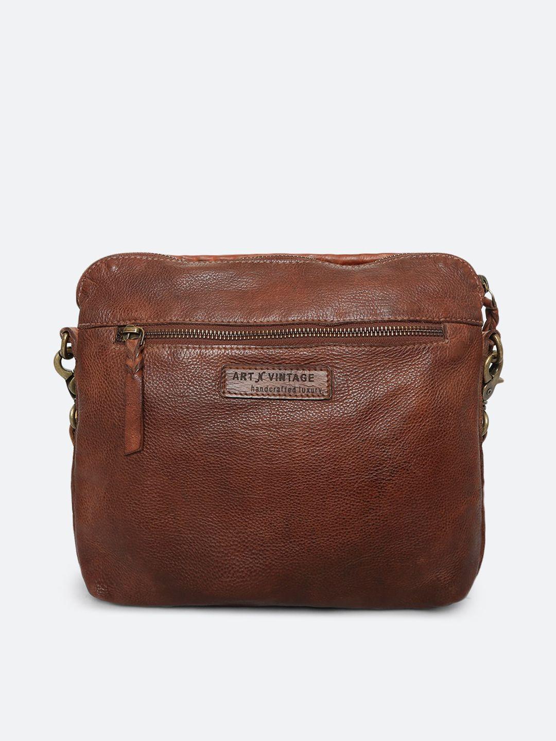 art n vintage leather structured sling bag