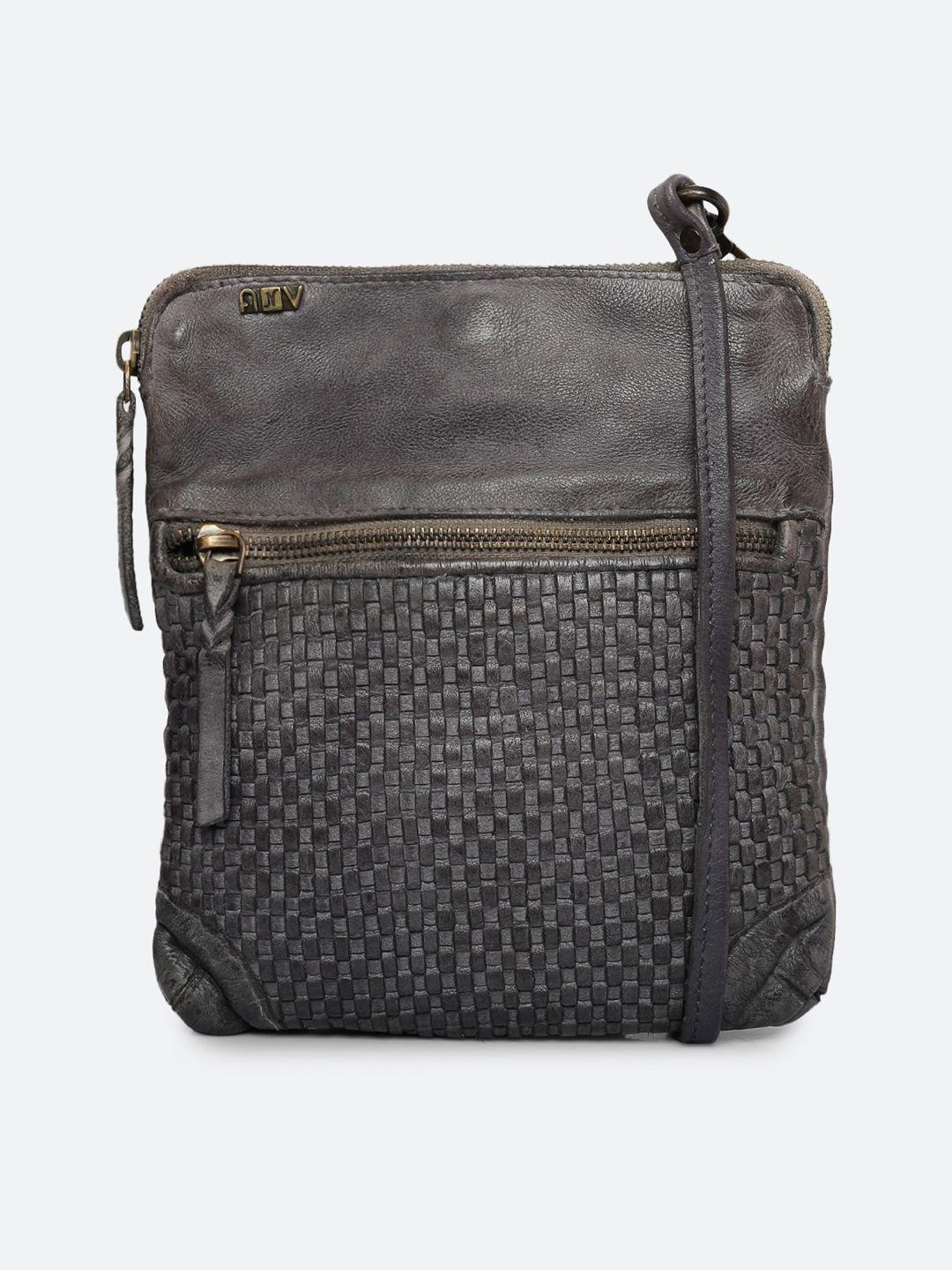 art n vintage textured leather structured sling bag