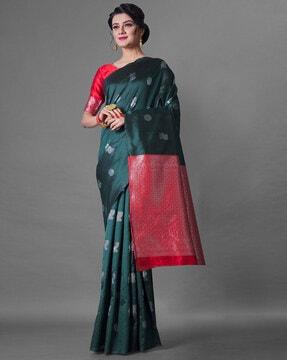 art silk boader saree with un-stiched blouse piece