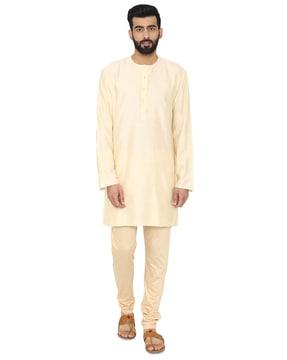 art silk long kurta with round-neck