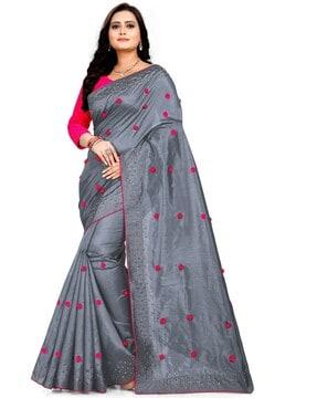 art silk saree with embellished border