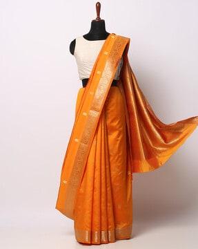 art silk saree with floral woven motifs