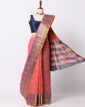 art silk saree with paisley woven motifs