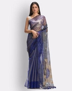 art silk saree with tassel