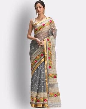 art silk saree with tassel