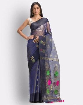 art silk saree with tassel