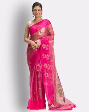 art silk saree with tassels